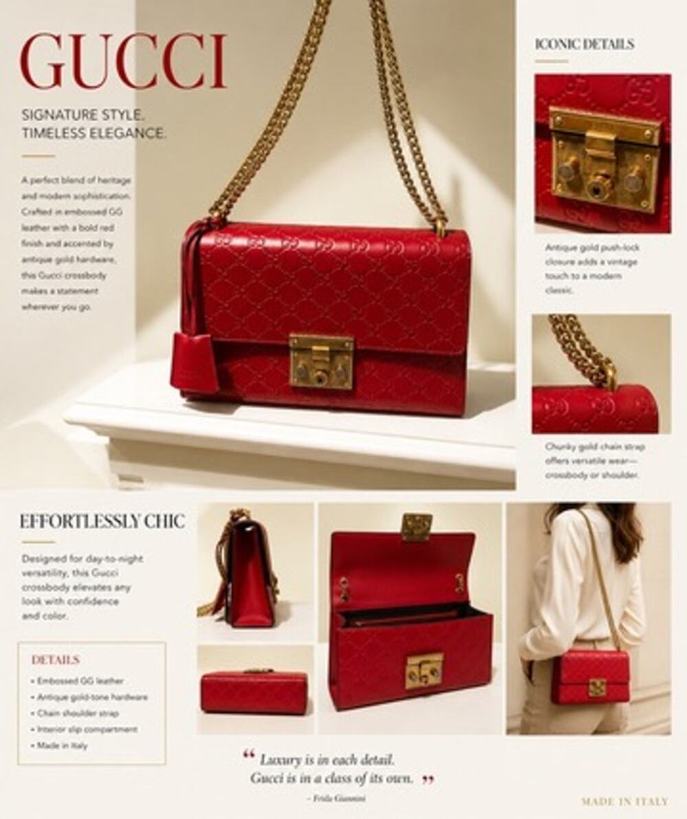 LS052 Gucci Red Guccissima Padlock leather Crossbody Bag*gold-tone chain straps
